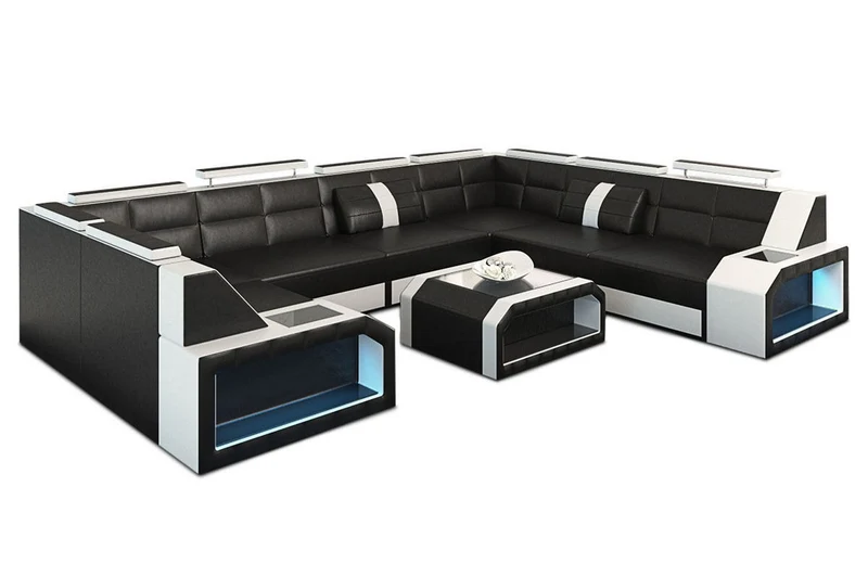 Wohnlandschaft Pesaro U-Form aus Leder