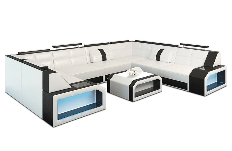 Wohnlandschaft Pesaro U-Form aus Leder