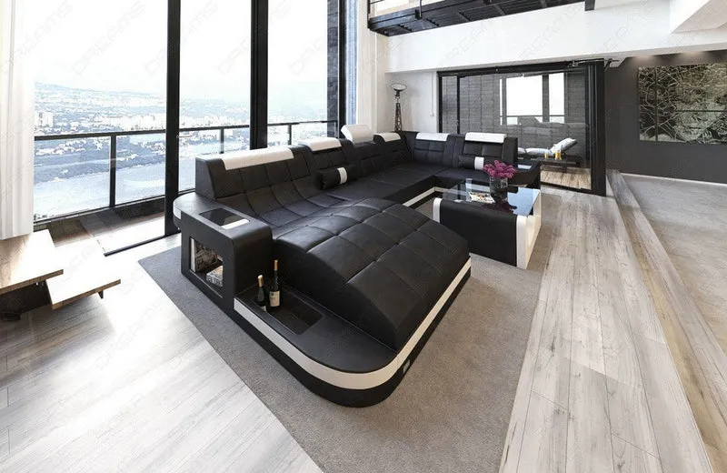 Designsofa Relax Wave U-Form aus Leder