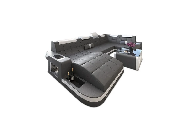Designsofa Relax Wave U-Form aus Leder