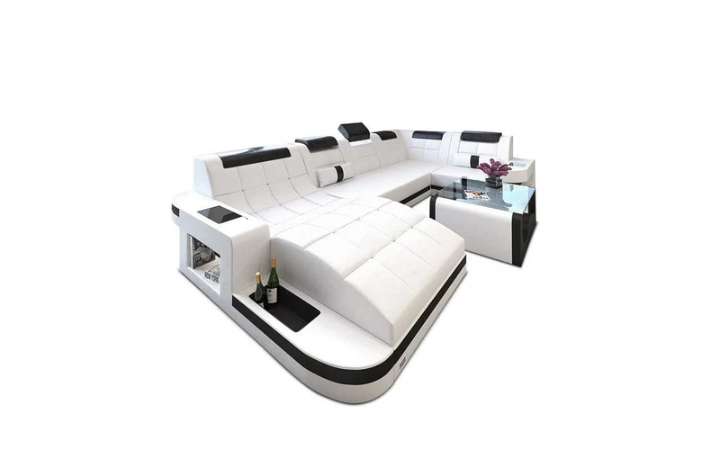 Designsofa Relax Wave U-Form aus Leder