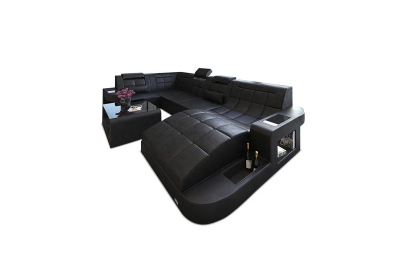 Designsofa Relax Wave U-Form aus Leder