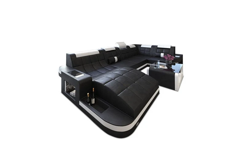 Designsofa Relax Wave U-Form aus Leder