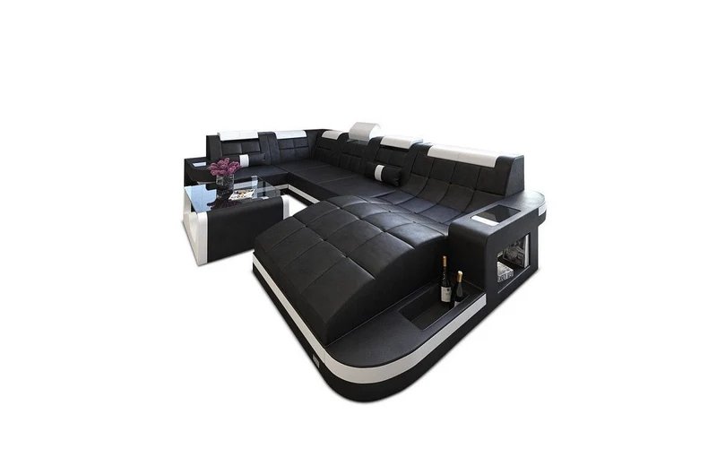 Designsofa Relax Wave U-Form aus Leder