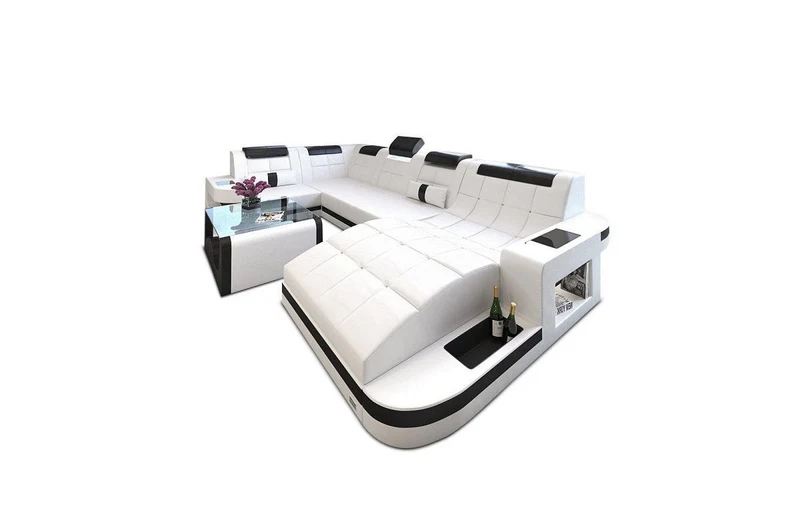Designsofa Relax Wave U-Form aus Leder