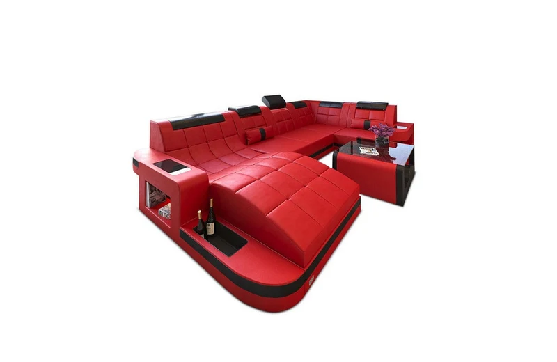 Designsofa Relax Wave U-Form aus Leder