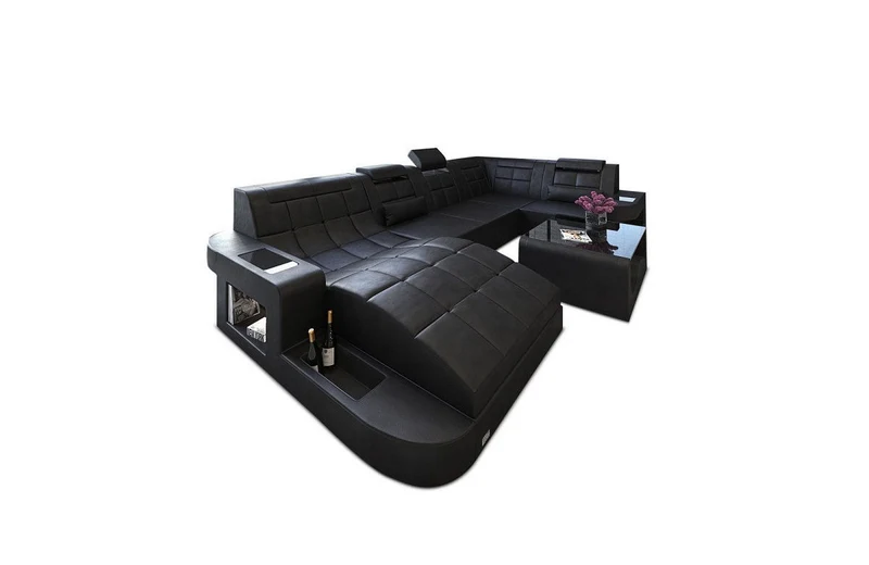 Designsofa Relax Wave U-Form aus Leder