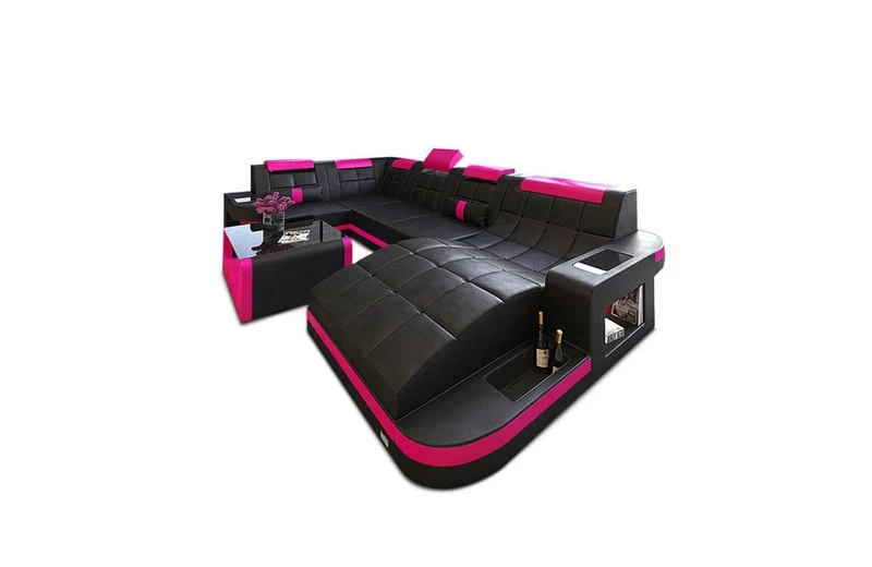 Designsofa Relax Wave U-Form aus Leder