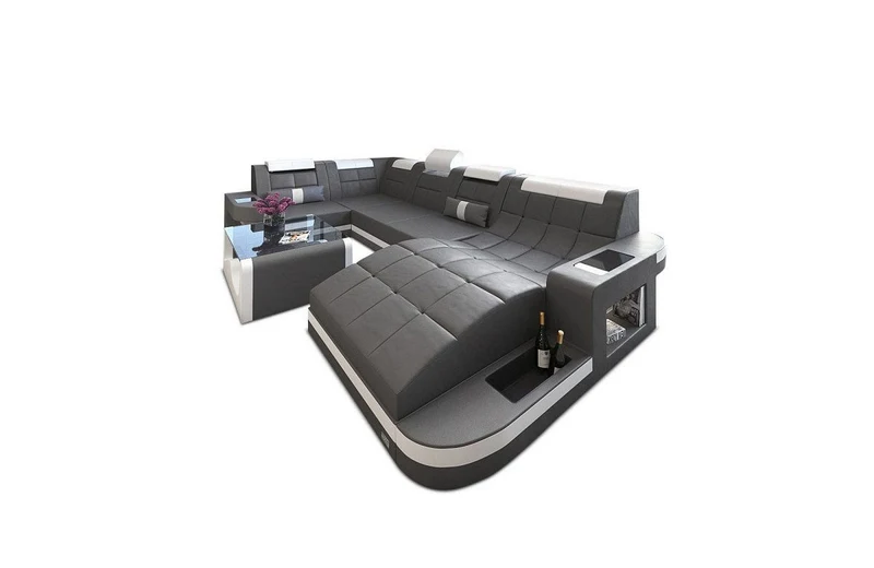 Designsofa Relax Wave U-Form aus Leder