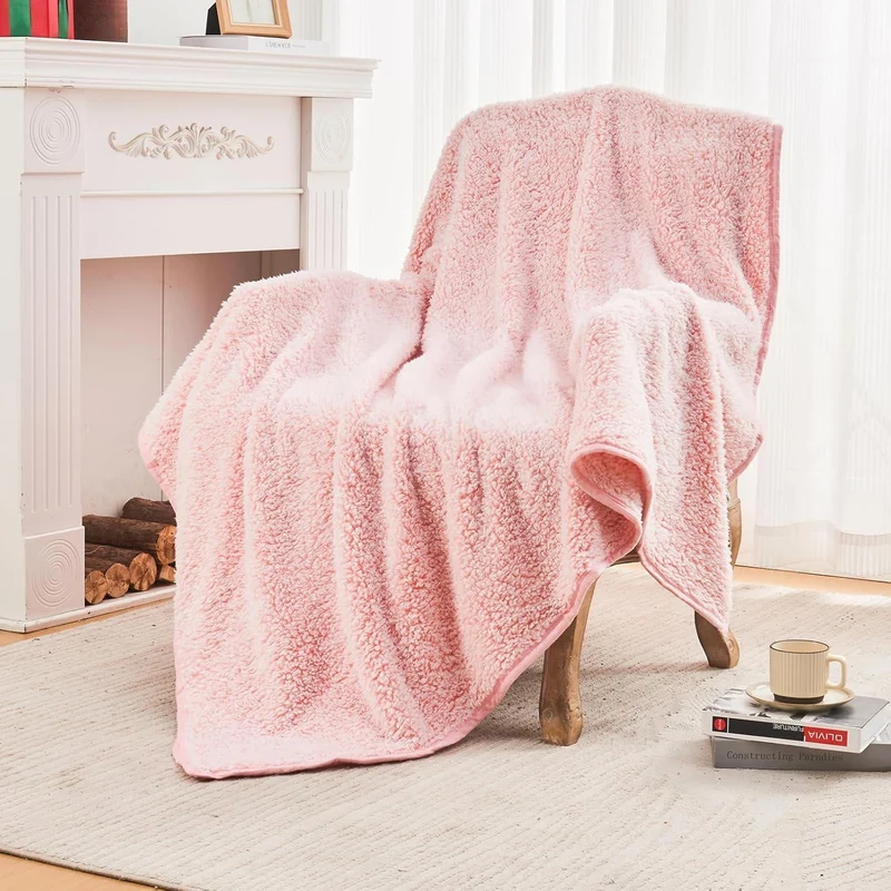 Kuscheldecke Sherpa 228x228 cm Rosa Extra Weich & Warm