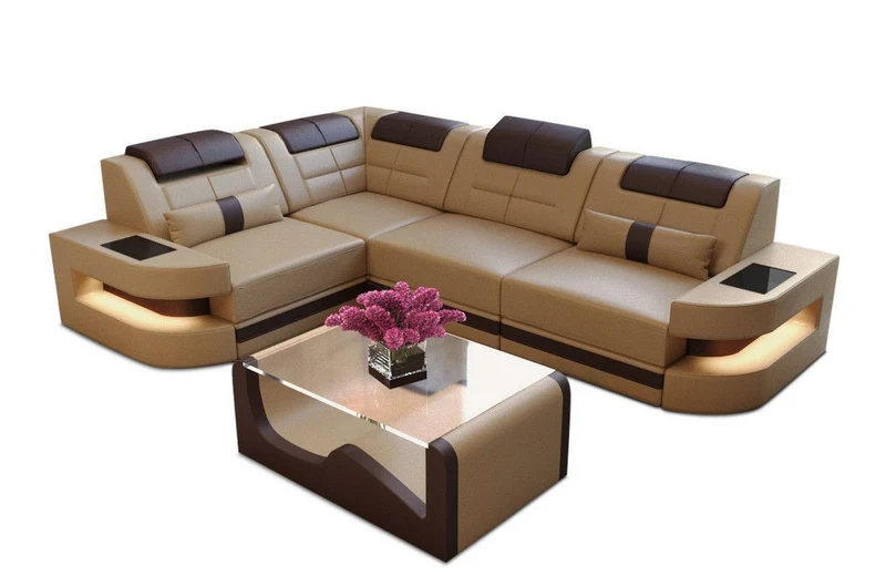 Ecksofa Como L-Form in Leder