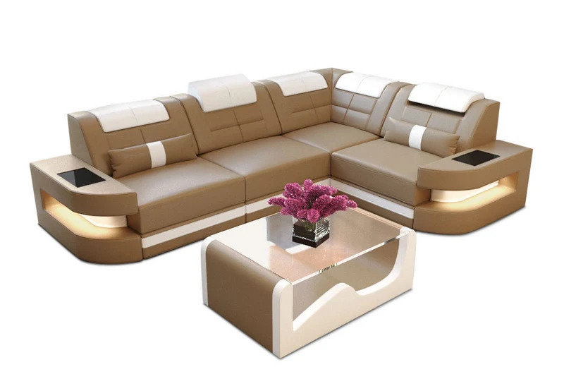 Ecksofa Como L-Form in Leder