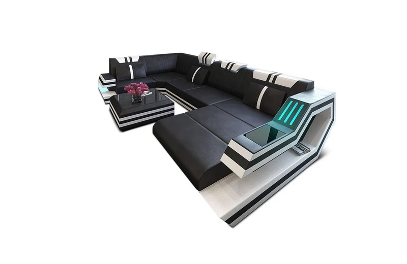 Wohnlandschaft Ravenna U-Form in Leder