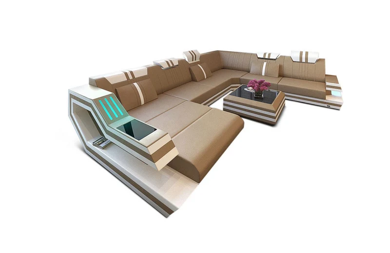 XXL Wohnlandschaft Ravenna U-Form aus Leder