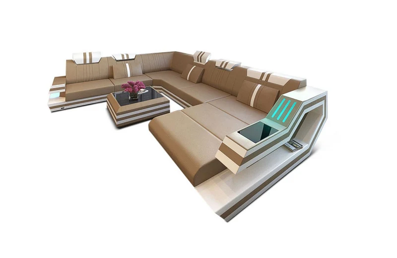 XXL Wohnlandschaft Ravenna U-Form aus Leder