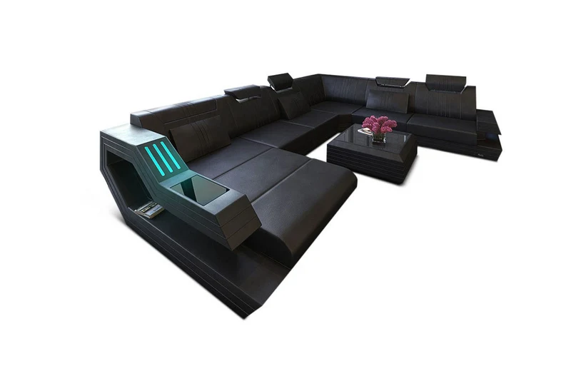 XXL Wohnlandschaft Ravenna U-Form aus Leder