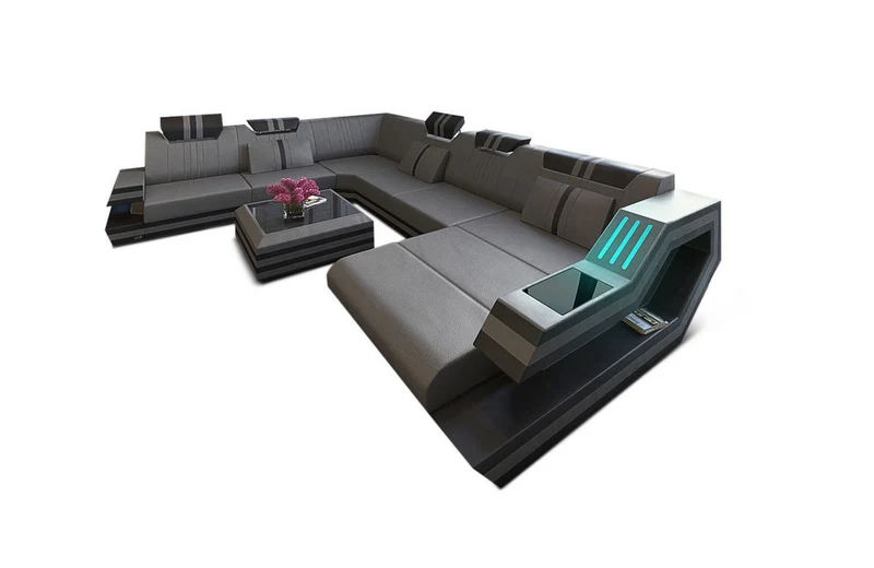 XXL Wohnlandschaft Ravenna U-Form aus Leder