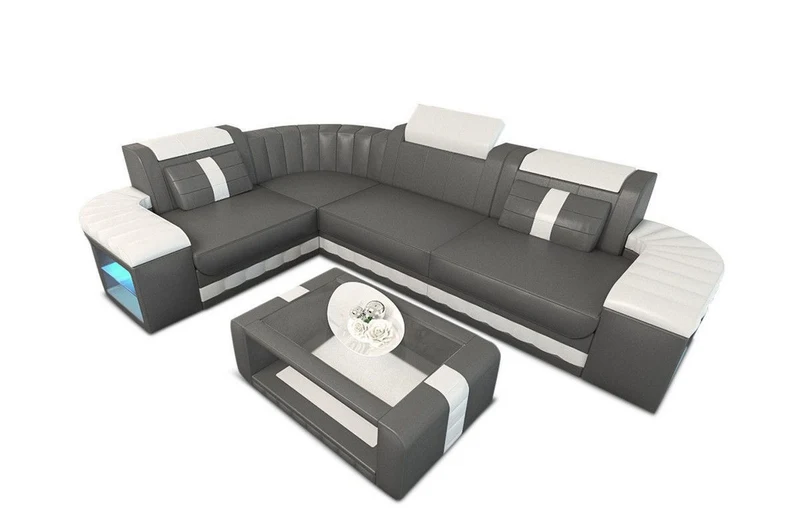 Designsofa Bergamo Eleganz L-Form aus Leder