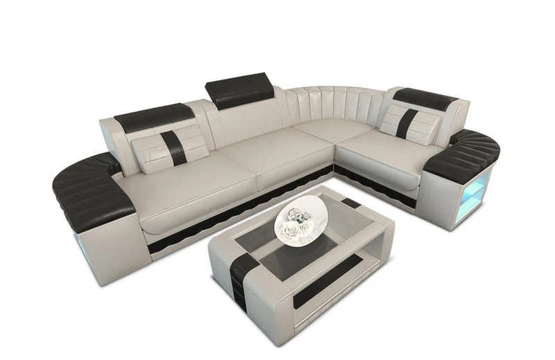 Designsofa Bergamo Eleganz L-Form aus Leder