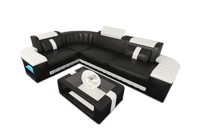 Designsofa Bergamo Eleganz L-Form aus Leder