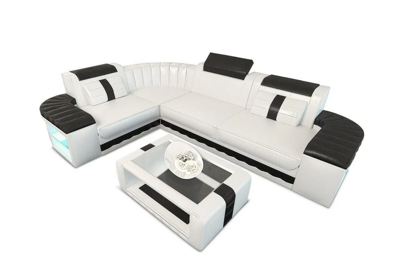 Designsofa Bergamo Eleganz L-Form aus Leder