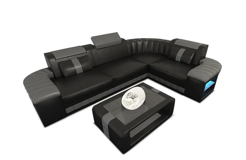 Designsofa Bergamo Eleganz L-Form aus Leder
