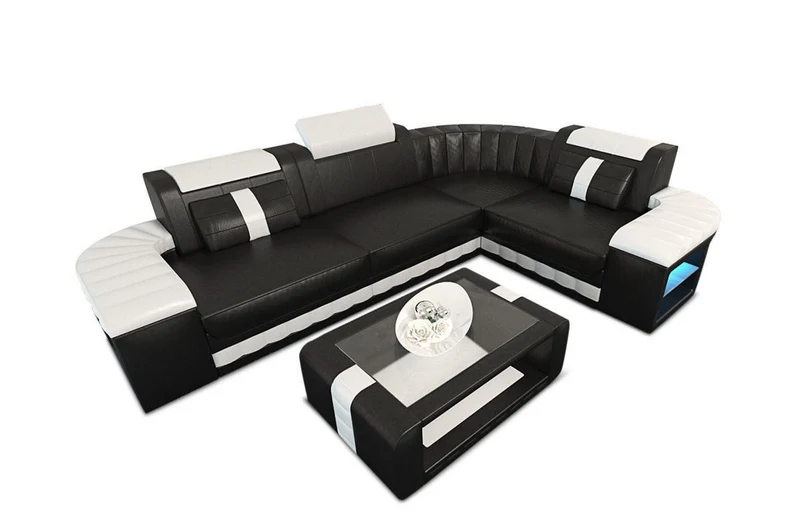 Designsofa Bergamo Eleganz L-Form aus Leder