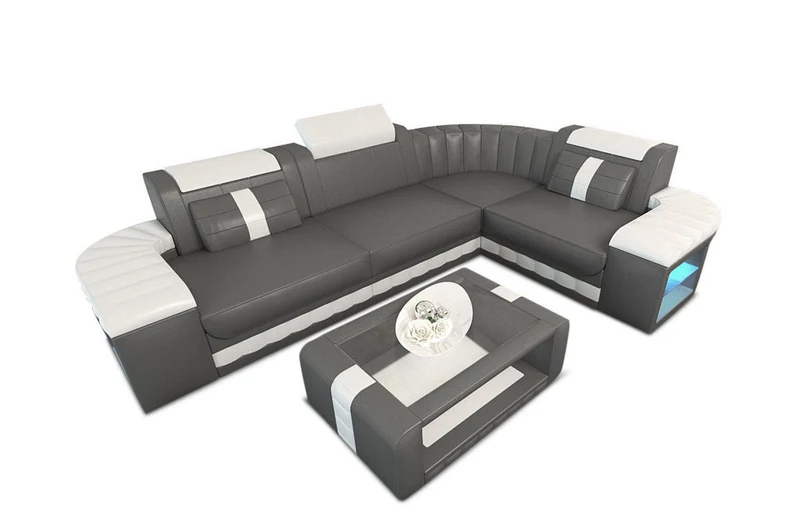 Designsofa Bergamo Eleganz L-Form aus Leder