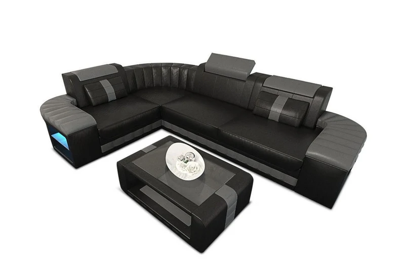 Designsofa Bergamo Eleganz L-Form aus Leder