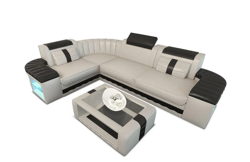 Designsofa Bergamo Eleganz L-Form aus Leder