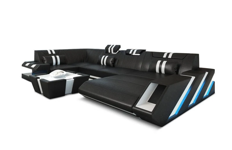 Wohnlandschaft Couch Apollonia U-Form in Leder