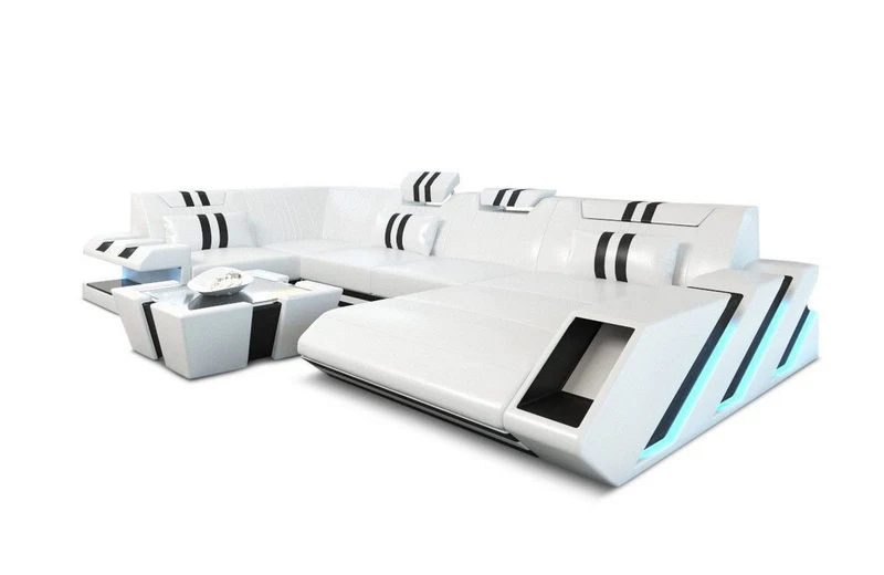 Wohnlandschaft Couch Apollonia U-Form in Leder