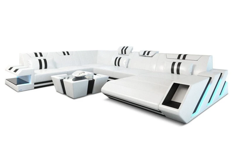 XXL Wohnlandschaft Apollonia U-Form aus Leder
