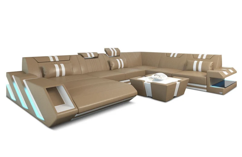 XXL Wohnlandschaft Apollonia U-Form aus Leder
