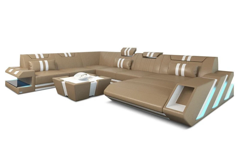XXL Wohnlandschaft Apollonia U-Form aus Leder