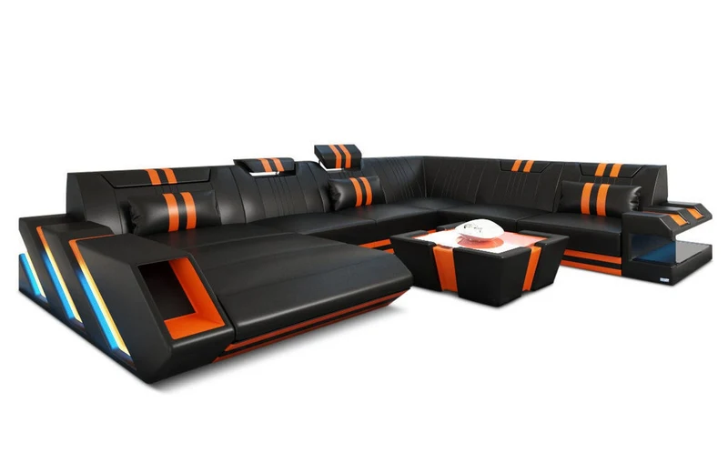XXL Wohnlandschaft Apollonia U-Form aus Leder