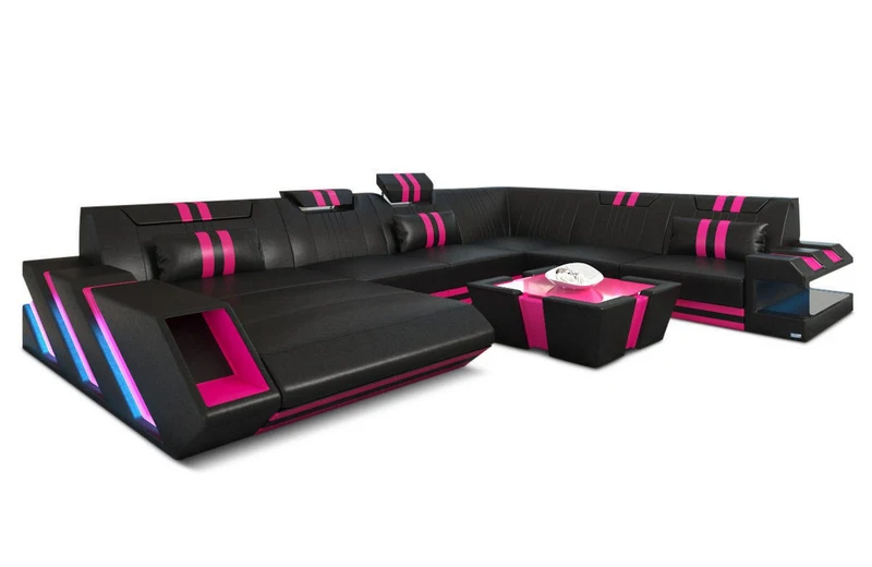 XXL Wohnlandschaft Apollonia U-Form aus Leder