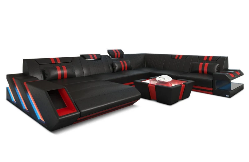 XXL Wohnlandschaft Apollonia U-Form aus Leder