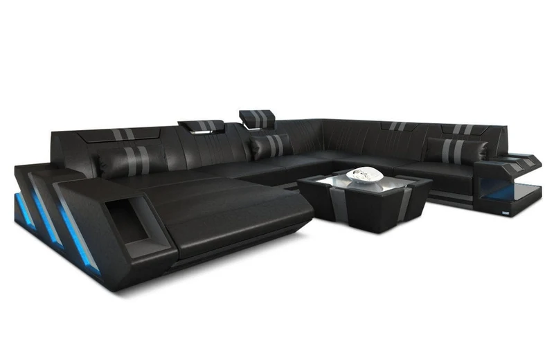 XXL Wohnlandschaft Apollonia U-Form aus Leder