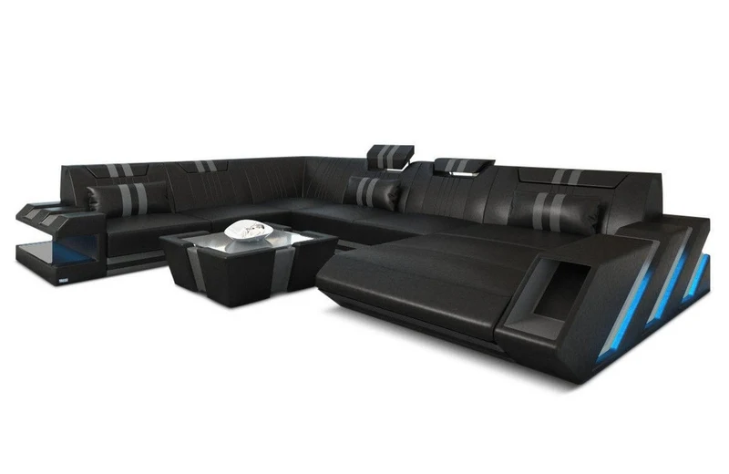 XXL Wohnlandschaft Apollonia U-Form aus Leder