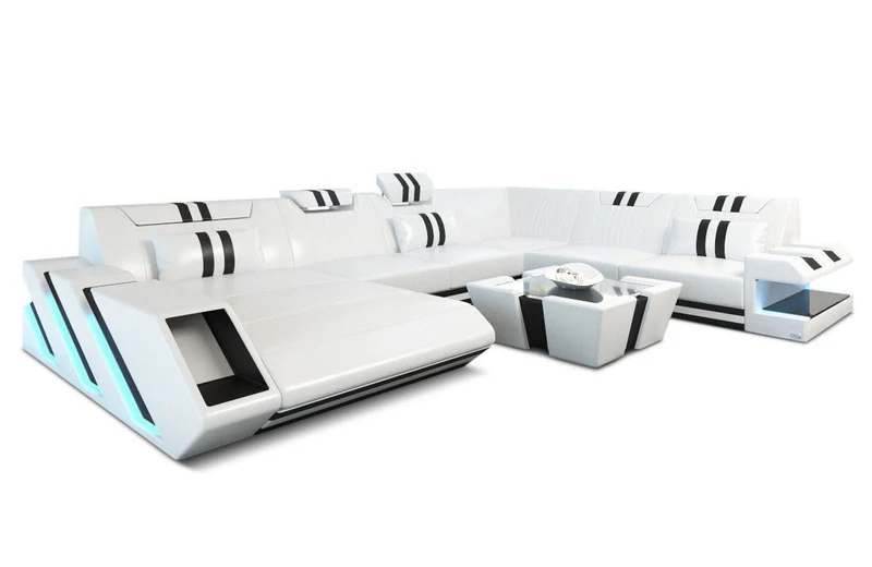 XXL Wohnlandschaft Apollonia U-Form aus Leder