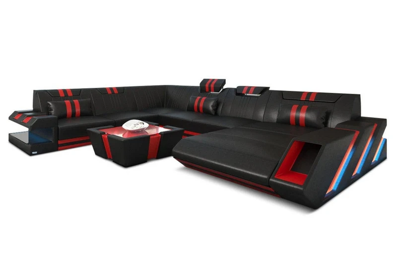 XXL Wohnlandschaft Apollonia U-Form aus Leder