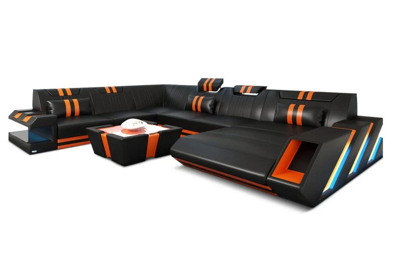 XXL Wohnlandschaft Apollonia U-Form aus Leder