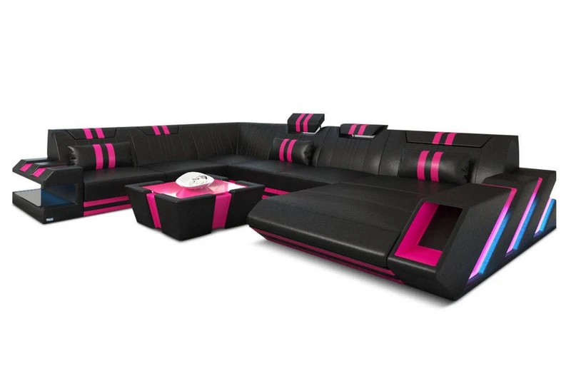 XXL Wohnlandschaft Apollonia U-Form aus Leder
