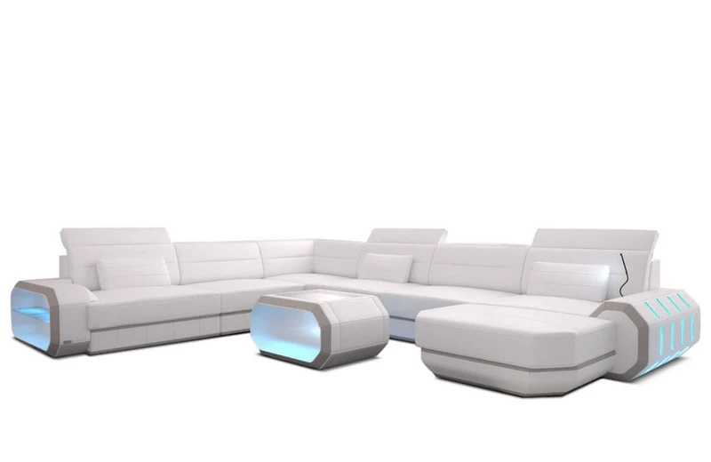 XL Wohnlandschaft Roma U-Form in Leder