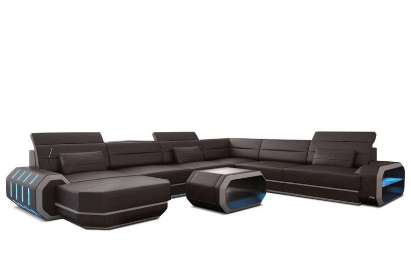 XL Wohnlandschaft Roma U-Form in Leder