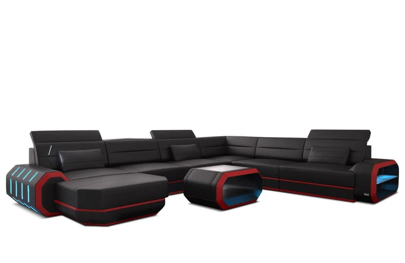 XL Wohnlandschaft Roma U-Form in Leder