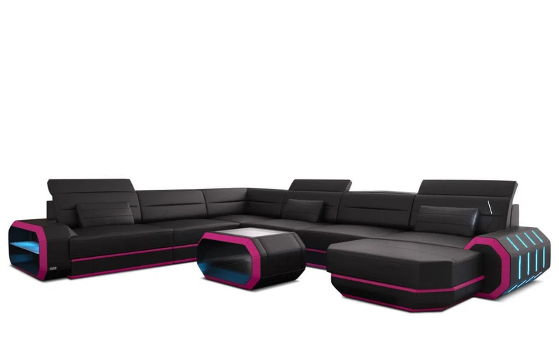 XL Wohnlandschaft Roma U-Form in Leder