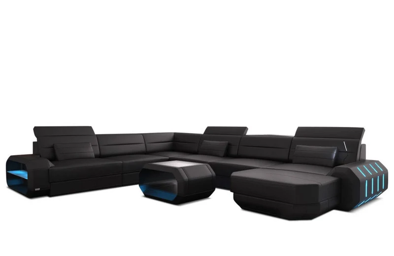 XL Wohnlandschaft Roma U-Form in Leder