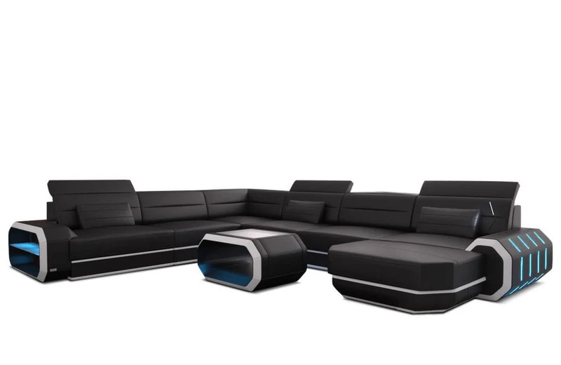 XL Wohnlandschaft Roma U-Form in Leder